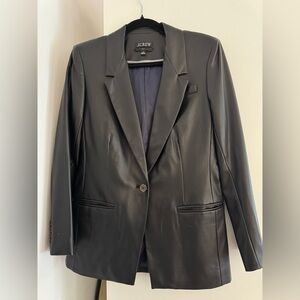 J. Crew Women's Black Willa Faux Leather Blazer